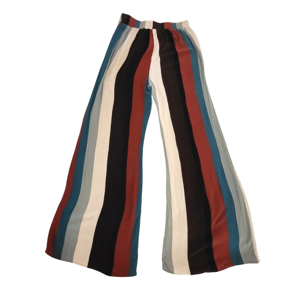 Hiatus Wide Leg Color Stripe Elastic Waist Beatnik Rockabilly 60s Retro Pants S - Picture 3 of 7